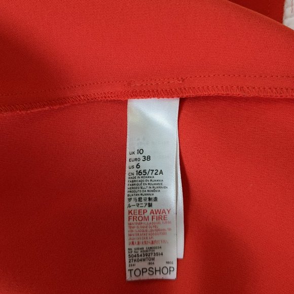 TopShop Orange Midi Skirt with front slit - size 6 - Picture 5 of 8